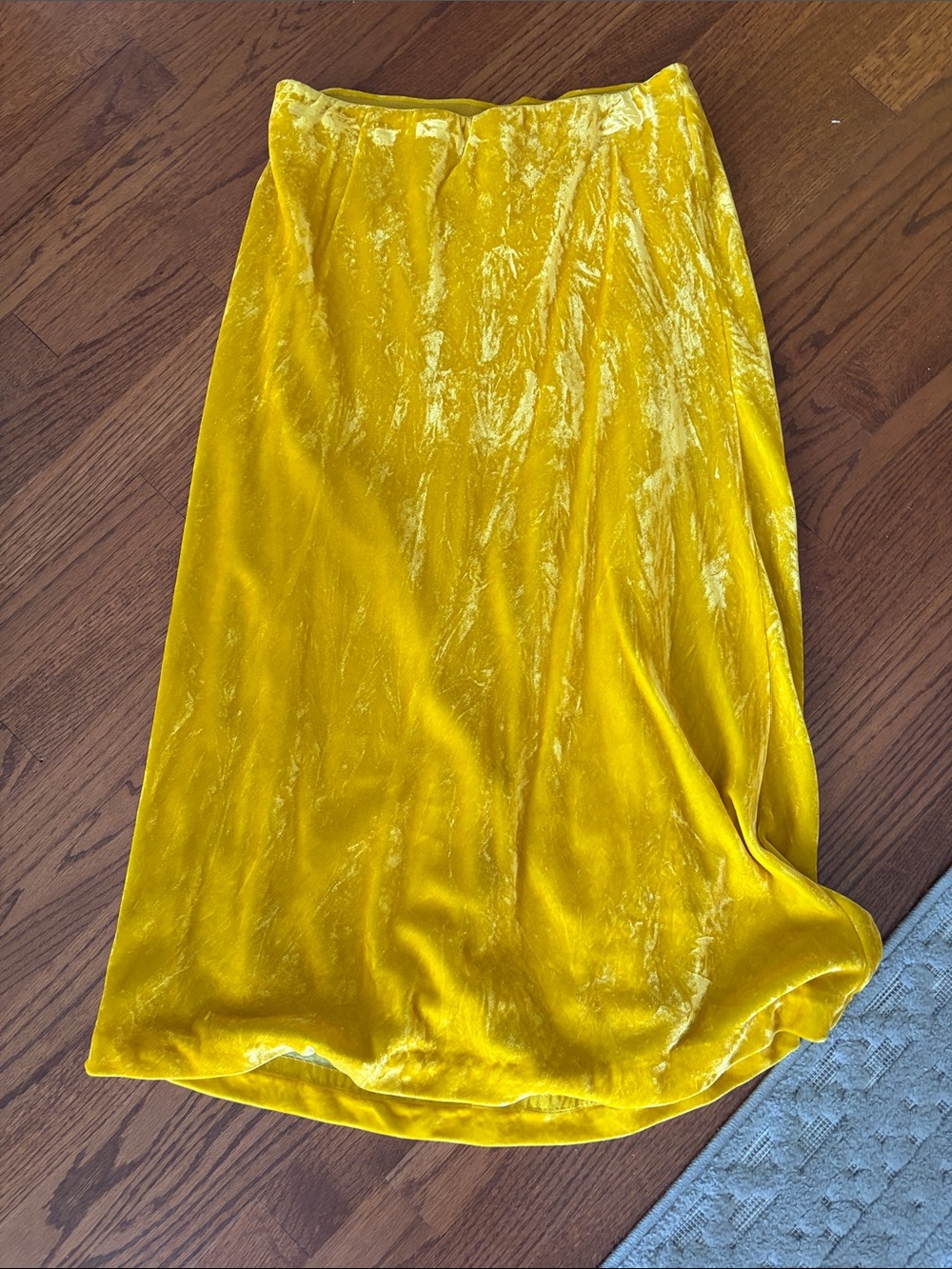 Maeve Bright Yellow Velvet Midi Skirt